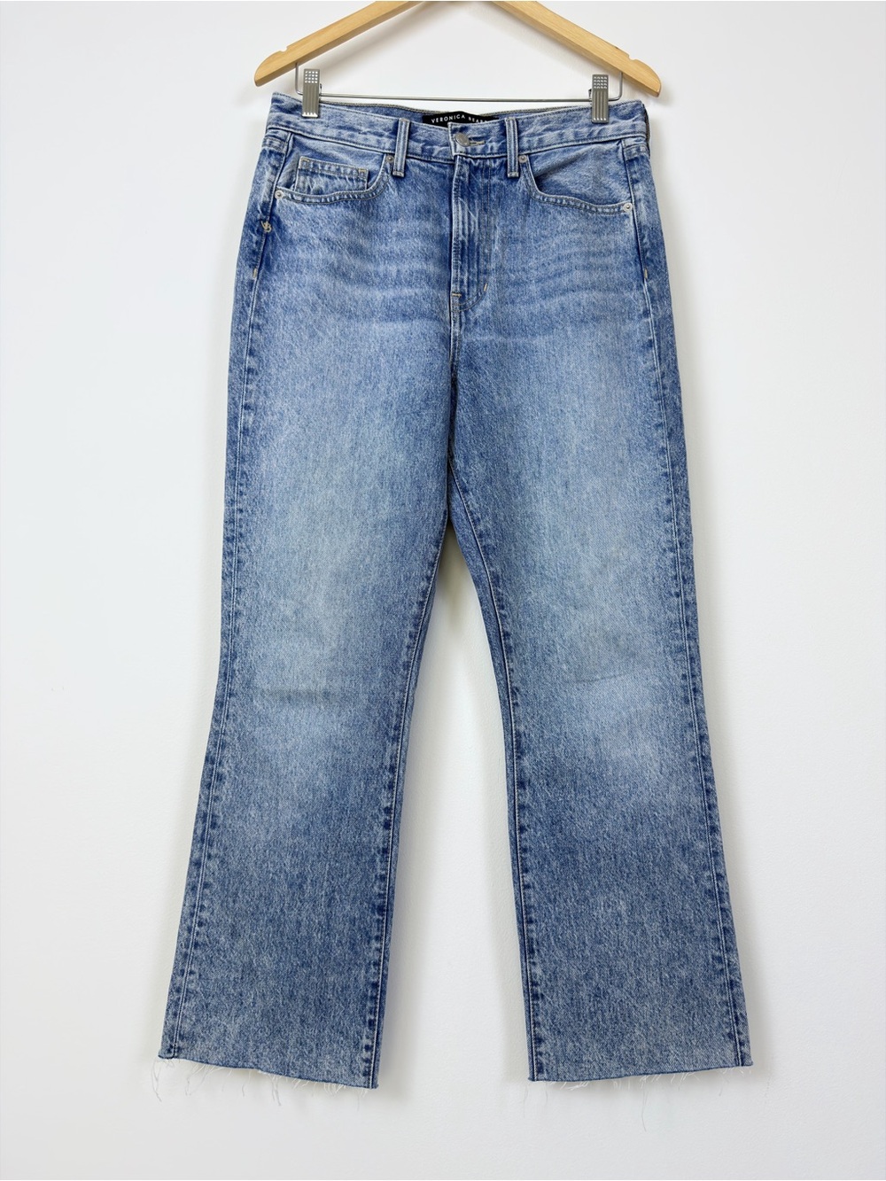 Veronica Beard Carly High Rise Kick Flare Jeans Pebble Stone